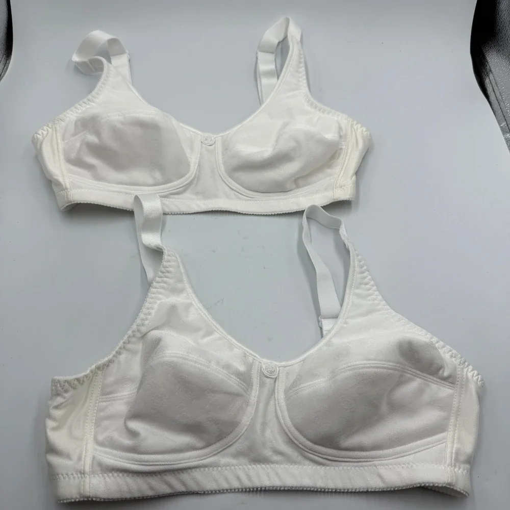 ABC Masectomy Bra Stylr 103 White Floral Jacquard Wireless Set of 2‎ Size 36B